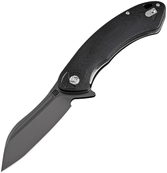 Artisan Eterno Black Smooth G10 Folding Black D2 Steel Pocket Knife