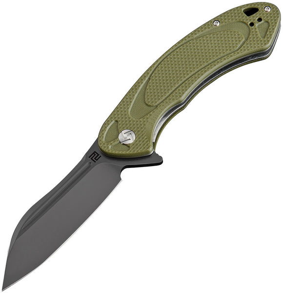 Artisan Eterno Green Textured G10 Folding Black D2 Steel Pocket Knife