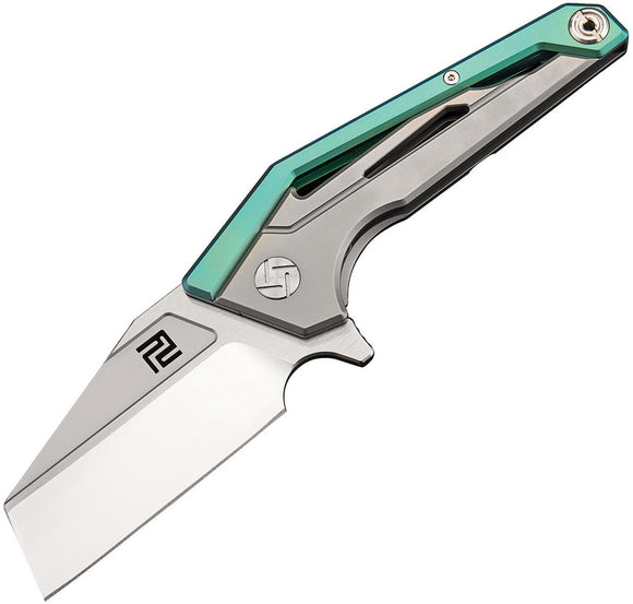 Artisan Cutlery Ravine Framelock Green Gray Titanium M390 Folding Knife 1819GGNM