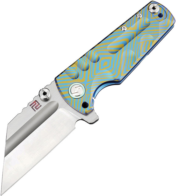 Artisan Proponent Framelock Blue/Gold Titanium Folding S35VN Knife 1820GBU03