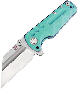 Artisan Proponent 4" Framelock Light Blue Green Handle S35VN Folding Knife 1820GGNS