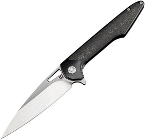 Artisan Small Archaeo Stainless M390 Steel Black Handle Folding Knife 1821GSBK