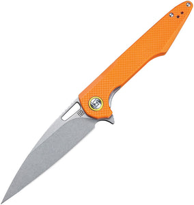 Artisan Small Archaeo Linerlock Orange G10 Folding D2 Steel Knife 1821PSOEF