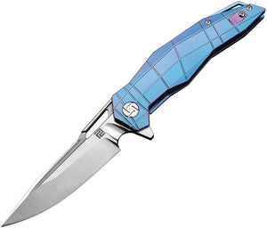Artisan Pangolin Framelock Blue Titanium Folding S35VN Pocket Knife 1826GBUS
