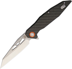 Artisan Cygnus Gray/Black CF D2 Folding Pocket Knife 1827PCF
