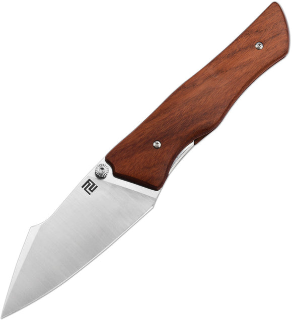 Artisan Ahab Linerlock Brown Wood Folding AR-RPM9 Drop Pt Pocket Knife 1851PWD