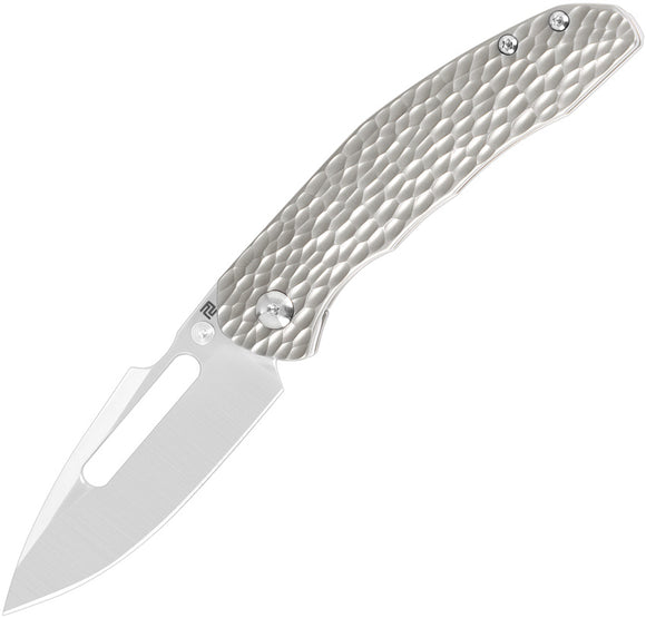 Artisan Boa Framelock Gray Titanium Folding S35VN Drop Pt Pocket Knife 1862GFGY