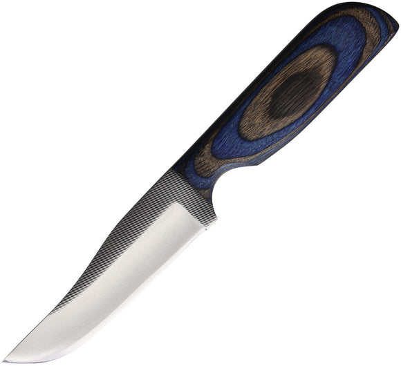 Anza Blue & Black Wood Clip Pt Fixed Blade Knife w/ Leather Belt Sheath 709RBBW