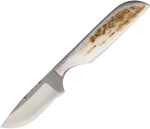 Anza 5.63" Full Elk Stag Handle Fixed Knife w/ Brown Leather Belt Sheath 81FE