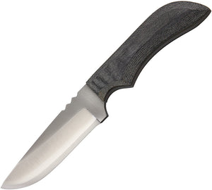Anza 7.13" Black Micarta Handle Fixed Knife w/ Brown Leather Belt Sheath JWK4M
