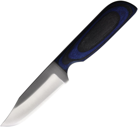Anza Blue & Black Wood Clip Pt Fixed Blade Knife w/ Leather Belt Sheath JWKR2BBW