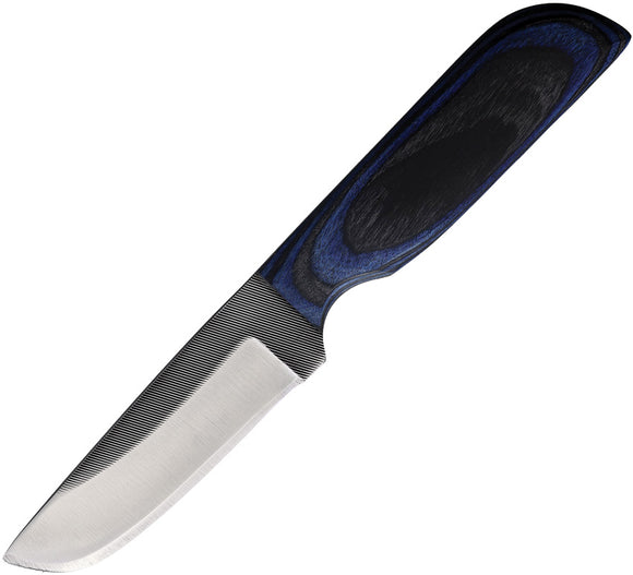 Anza Blue & Black Wood Drop Pt Fixed Blade Knife w/ Leather Belt Sheath JWKR3BBW