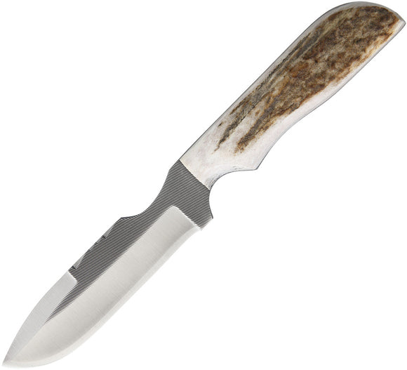 Anza Fixed Blade Full Elk Stag Fixed Blade Knife + Leather Sheath MC9FE