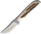 Anza Full Elk Stag Handle 4.13" Fixed Blade Knife w/ Leather Belt Sheath MFE