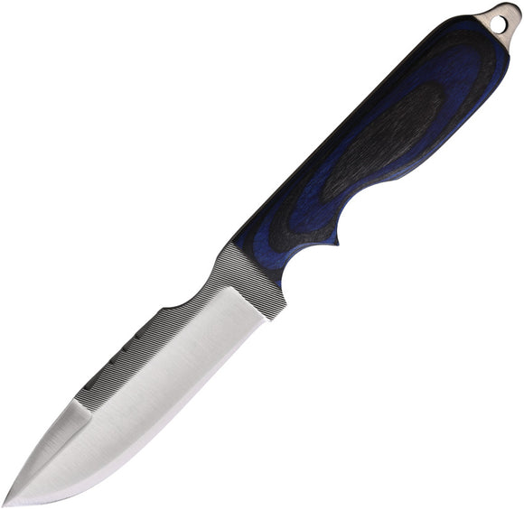 Anza SWAT Blue & Black Wooden Stainless Drop Point Fixed Blade Knife SWATBBW