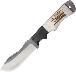 Anza Tracker Elk Stag Handle & Black Micarta Bolster 9.5" Fixed Blade Knife TE