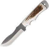 Anza Tracker Elk Stag Handle 9.75" Fixed Blade Knife w/ Leather Belt Sheath TFE