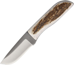 Anza 6.25" Full Elk Stag Handle Fixed Knife w/ Brown Leather Belt Sheath WK5FE
