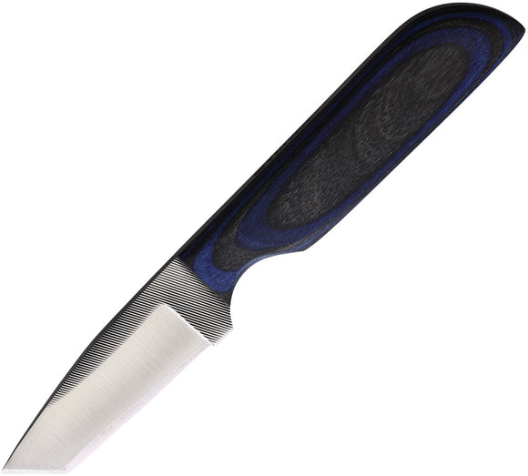 Anza Black & Blue Wood Tanto Fixed Blade Knife w/ Leather Belt Sheath WKR1BBW
