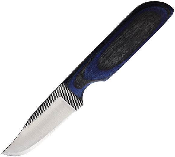 Anza Black & Blue Wood Clip Pt Fixed Blade Knife w/ Leather Belt Sheath WKR2BBW