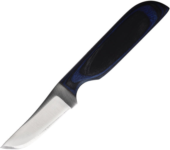 Anza Blue & Black Wood Clip Pt Fixed Blade Knife w/ Leather Belt Sheath WKR3BBW