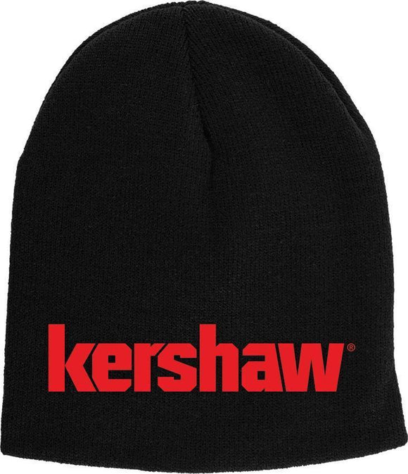 Kershaw Red Logo Hat Black Acrylic Knit Material Men's Beanie Cap