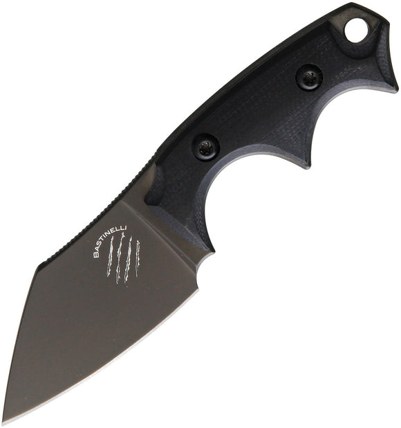 Bastinelli Creations BB Drago Black PVD Stainless Fixed Blade Neck Knife 10V2B
