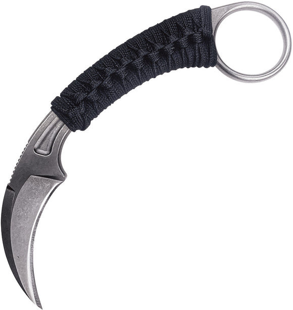 Bastinelli Creations PiKa Karambit Stonewash Cord Wrapped Fixed Blade Knife 202W