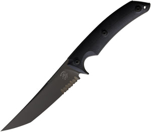 Bastinelli Creations PY Black Bohler N690 Tanto Fixed Blade Serrated Knife 207S