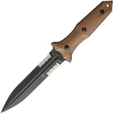 Bastinelli Creations Grozo Black Fixed Blade Coyote Brown Handle Knife 214CS