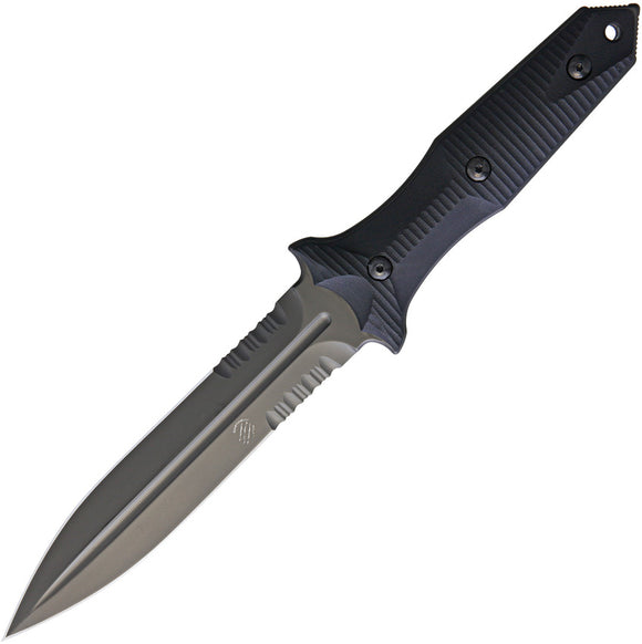 Bastinelli Creations Grozo Black G10 Handle Fixed Bohler N690 Stainless Serrated Knife 214S