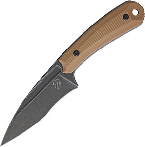 Bastinelli Creations SIN N690 Blackwash Stainless Coyote Brown G10 Fixed Blade Knife 215C