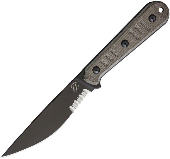 Bastinelli Creations SILENCE SLIM Serrated Fixed Blade Knife w/ Micarta 222S