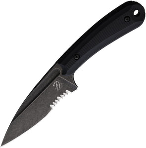 Bastinelli Creations SIN Black G10 Boher N690 Serrated Fixed Blade Knife 252