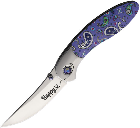 Brighten Blades Happy Linerlock Purple Aluminum 8Cr13MoV Folding Pocket Knife 002