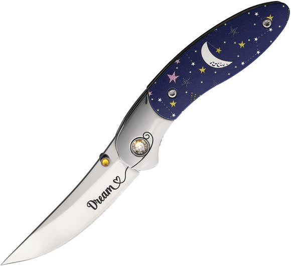 Brighten Blades Dream Linerlock Blue Aluminum Handle 8Cr13MoV Folding Pocket Knife 005