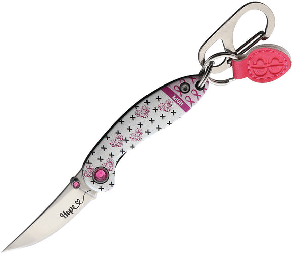 Brighten Blades Hope Keychain Framelock Pink Aluminum Folding Stainless Pocket Knife 016