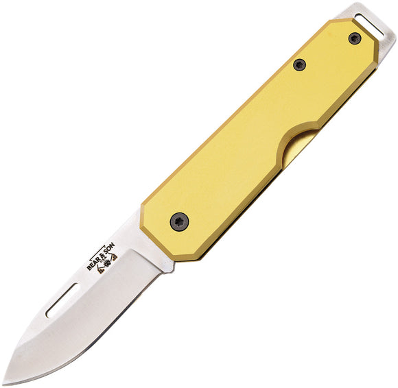 Bear & Son Large Slip Joint Yellow Folding Knife 110yw