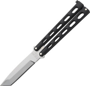 Bear & Son Butterfly Black Die Cast Metal Handles Stainless Tanto Folding Knife 114AB  -On Sale