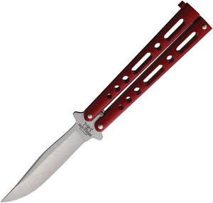 Bear & Son Balisong Red Satin Stainless Clip Point Butterfly Knife 114R