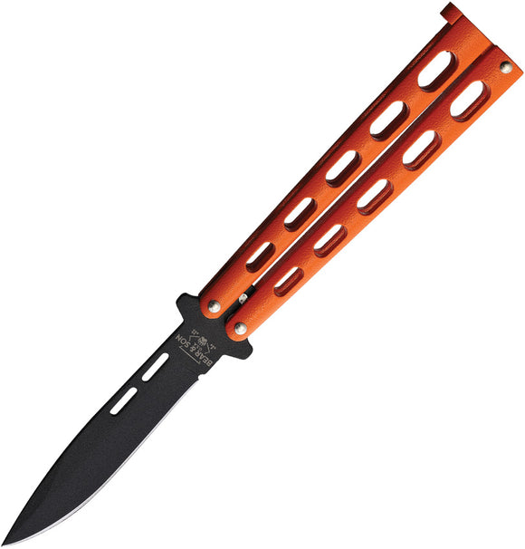 Bear & Son Balisong Orange Stainless Spear Point Butterfly Knife 115OR