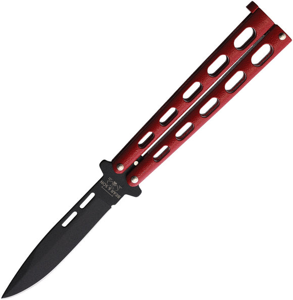 Bear & Son Balisong Red Stainless Spear Point Butterfly Knife 115R