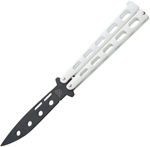 Bear & Son Butterfly White Powder Coat Balisong Knife 115wtr  -On Sale