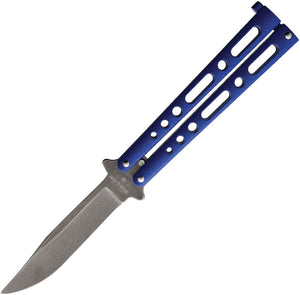 Bear & Son Balisong Butterfly Blue Zinc Folding Stonewash Knife 117blsw