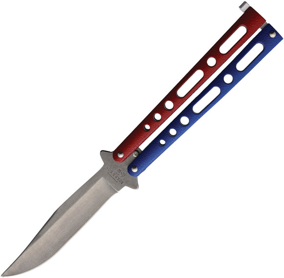 Bear & Son Butterfly Red White Blue Stobewashed Knife (Balisong) 117rwbsw