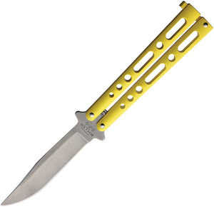 Bear & Son Balisong Butterfly Yellow Stonewash Folding Knife 117yw