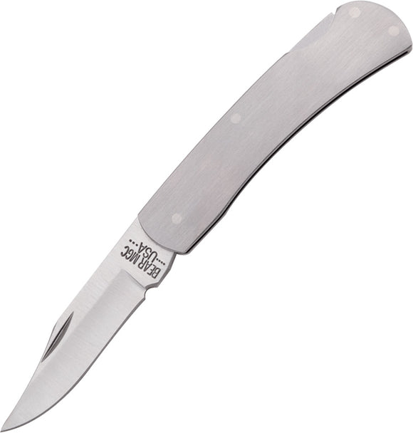 Bear & Son Stainless Lockback Folding Clip Pt Blade Brushed Handles Knife 126