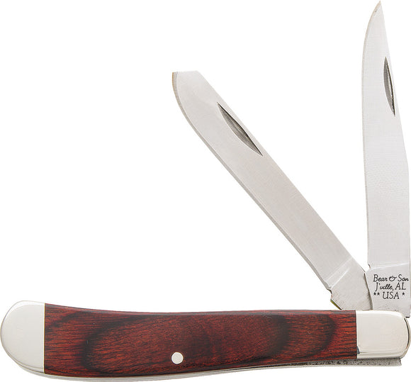 Bear & Son Slimline Trapper Rosewood Handle Stainless Folding Blades Knife 2248R