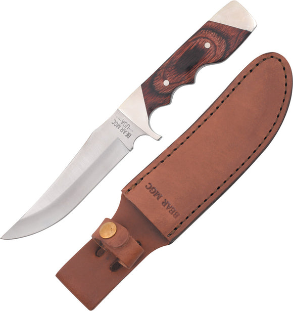 Bear & Son Trophy Hunter Rosewood Handle Fixed Knife w/ Leather Belt Sheath 277R