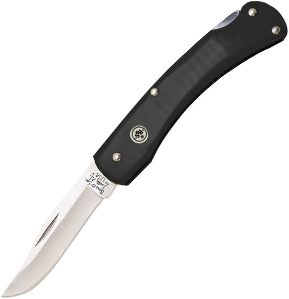 Bear & Son Lockback Black Delrin Folding 440 Stainless Clip Pt Pocket Knife 397